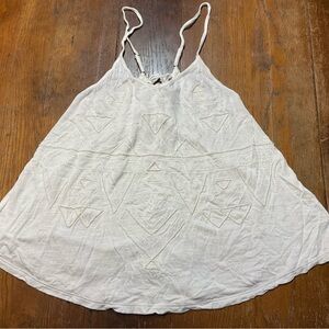 American Eagle Outfitters Beaded Tank Top Women Sz S Ivory Cream Boho Lace Up